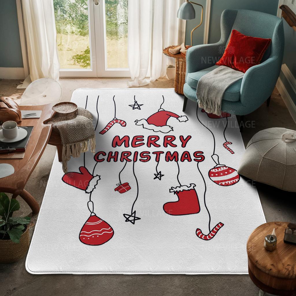 House Entrance Carpet Home Door Mat Living Room Bath Foot Bathroom Non-slip Water Absorption Rugs Bath Merry Christmas Winter