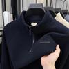 - "Warm Wool Sherpa Fleece Half-Zip Sweatshirt with Stand Collar - Double-Sided Velvet for Autumn/Winter"