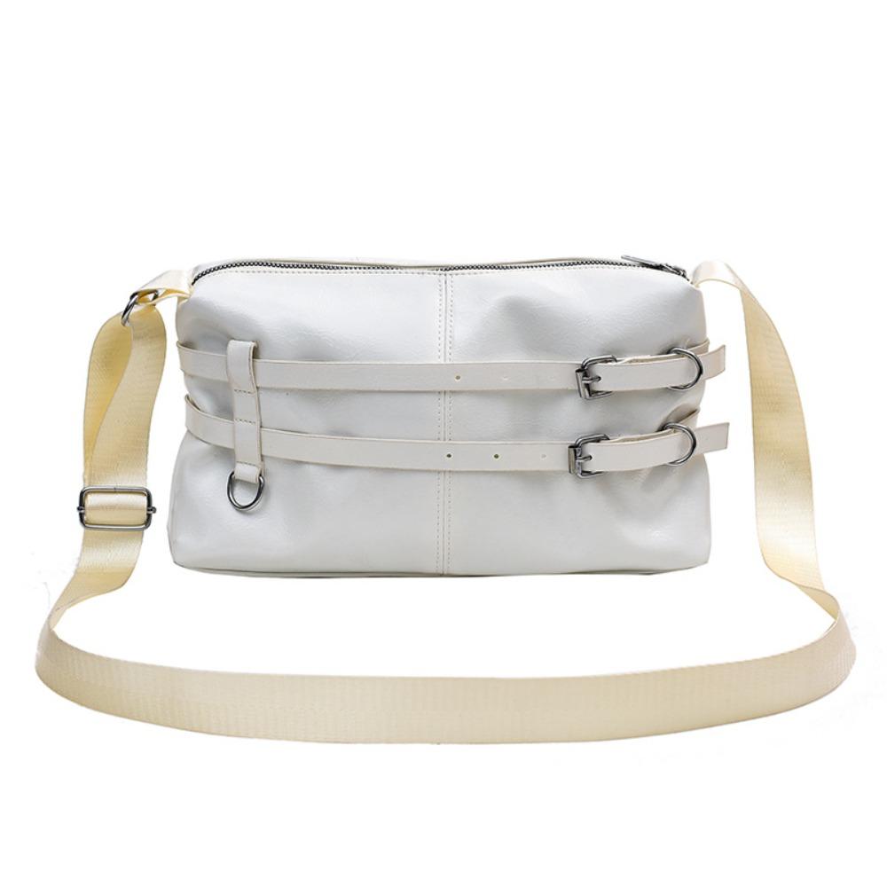 

Sweet PU Crossbody Bag Large Capacity Korean Style Messenger Bags Solid Color Shoulder Bag Girls белый