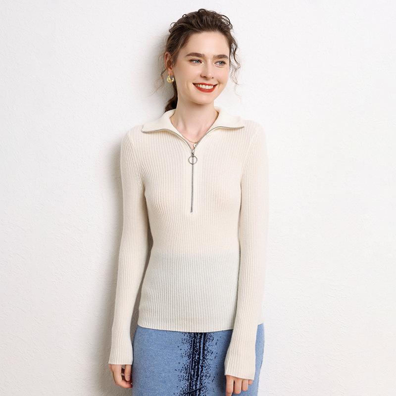 Women's Soft Cashmere Half-Zip Lapel Sweater - Slim Fit, Warm & Gentle Winter 2026 Style