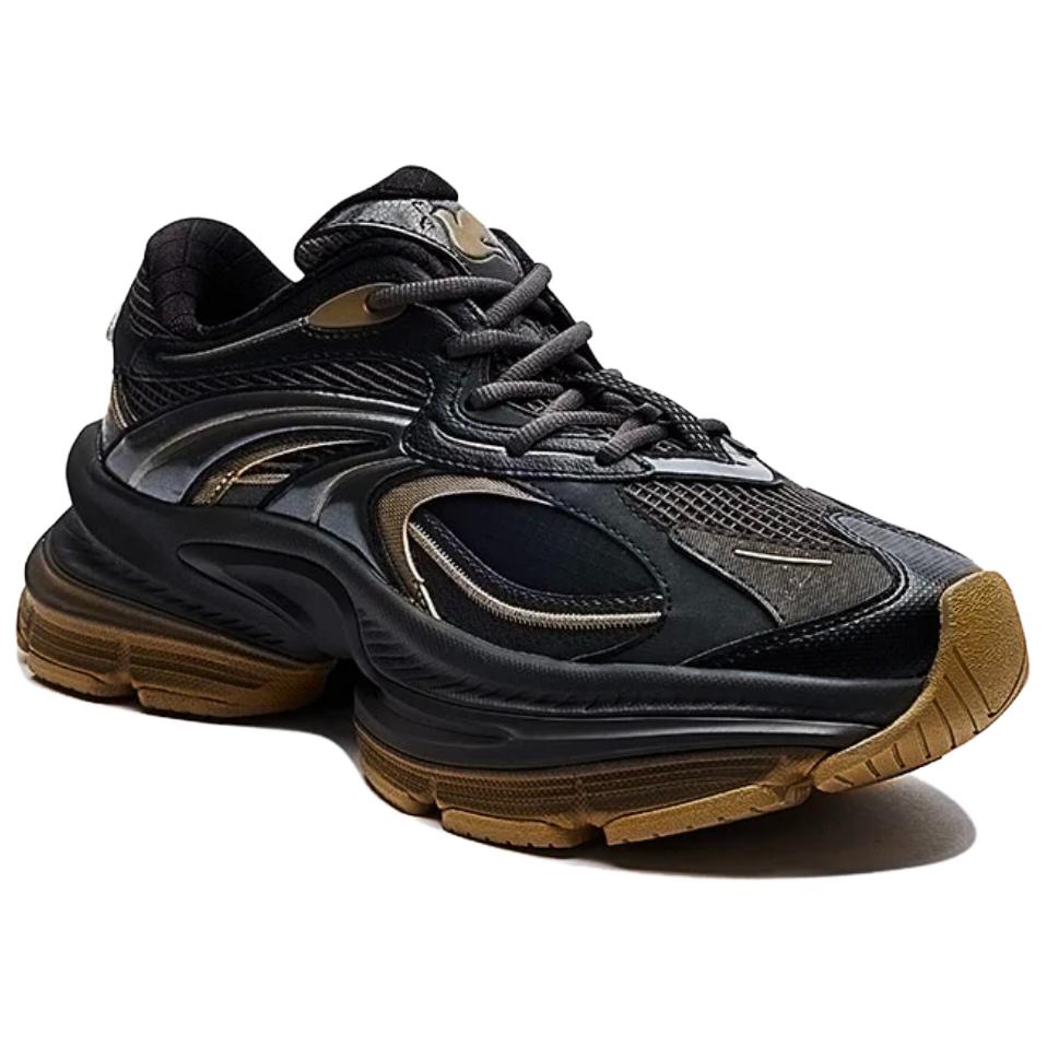 Anta Fuyiao 2 Five Rings Fashion Comfortable Shock Absorbing Non-Slip Wear-Resistant Low-Top Dad Shoes Women Sneaker Black Gold 122518899X-2