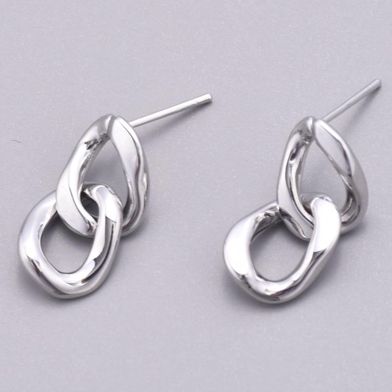 S925 Sterling Copper Pin Earrings Fashion Hoop Earrings White Gold Plated Earrings Nickel Free Earrings
