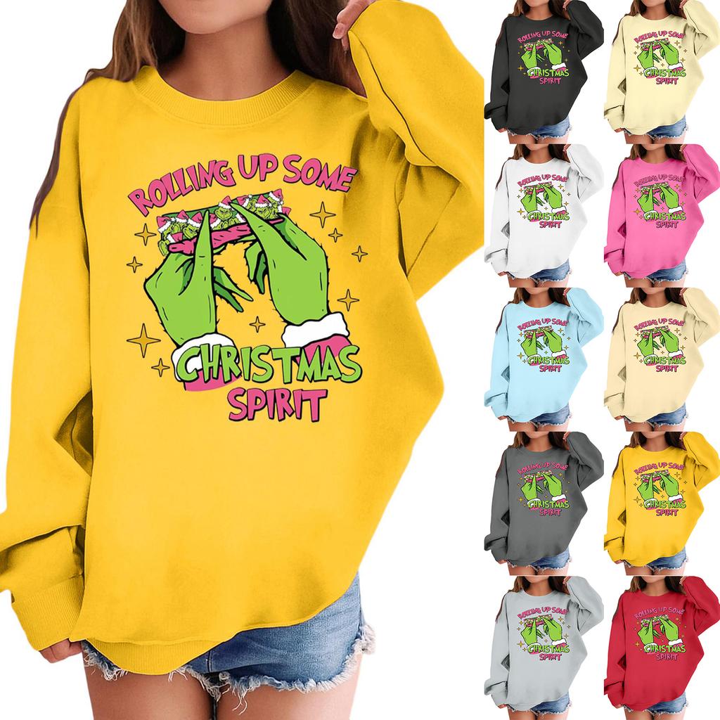 Children's Fashionable Casual Long-sleeved Loose Christmas Print Pullover Hooded Sweatshirt