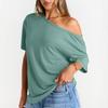 Women's Summer Fashion Strapless T-Shirt Solid Color Short Sleeve Casual Top