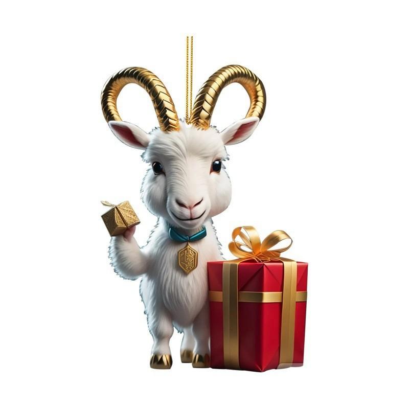

Festive Cartoon Goat Christmas Car Hanging Decoration Cheerful Acrylic Home Accent 1