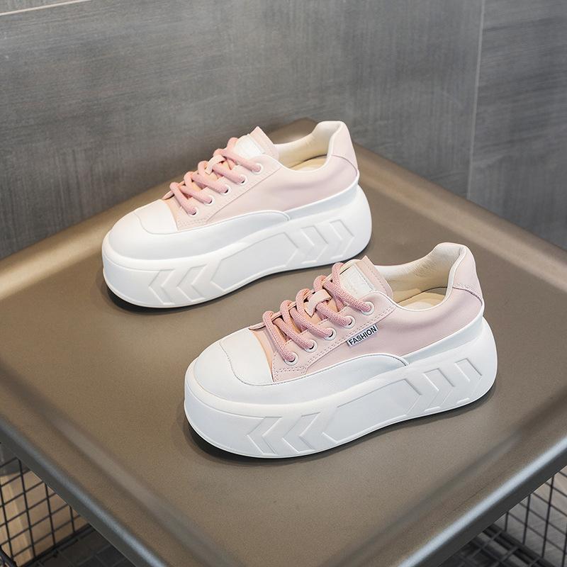 Autumn and winter new inner height increase white shoes versatile women's shoes small muffin thick-soled leather single shoes soft-soled velvet