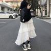 Fashion Plus Size White Fairy Women Skirt Elegant Pleated Cake Skirt Female Solid Vintage Chiffon Skirt Jupe Femme 15632