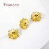 Fashion Inlaid Zircon Flower Spacer Beads 18K Real Gold Plated Separators For Beads Jewelry Making DIY Bracelet Accessories