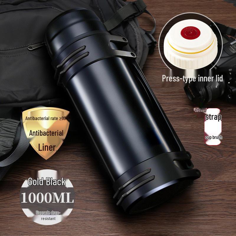 Large 5L Stainless Steel Insulated Thermos for Men - Portable Outdoor Travel Water Bottle