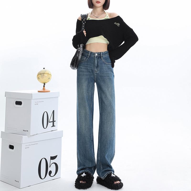 

Women s High-Waisted Loose Straight-Leg Floor-Length Jeans Double Extra Large
