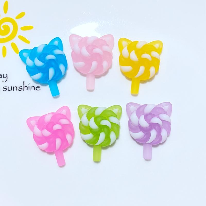 

12Pcs New Mini Cute Cat s Head Lollipop Series Resin Flatback Cabochon Scrapbook Kawaii Embellishments Accessories