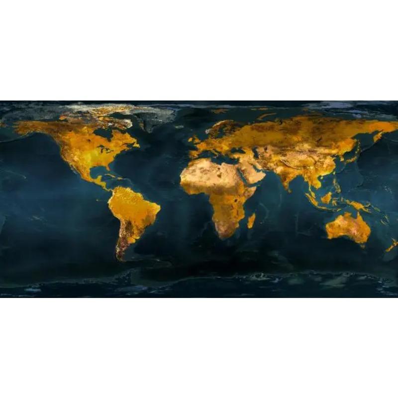 Goldene Weltkarte Bilder Poster und Drucke Wand Kunst Leinwand Gemälde für Wohnzimmer Dekoration Cuadros Home Decor Kein Rahmen