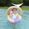 Summer Pool Water Environmentally Friendly Thickened 3-6 Years Old Awning Striped Seat with Handle Inflatable Children's Swimming Ring