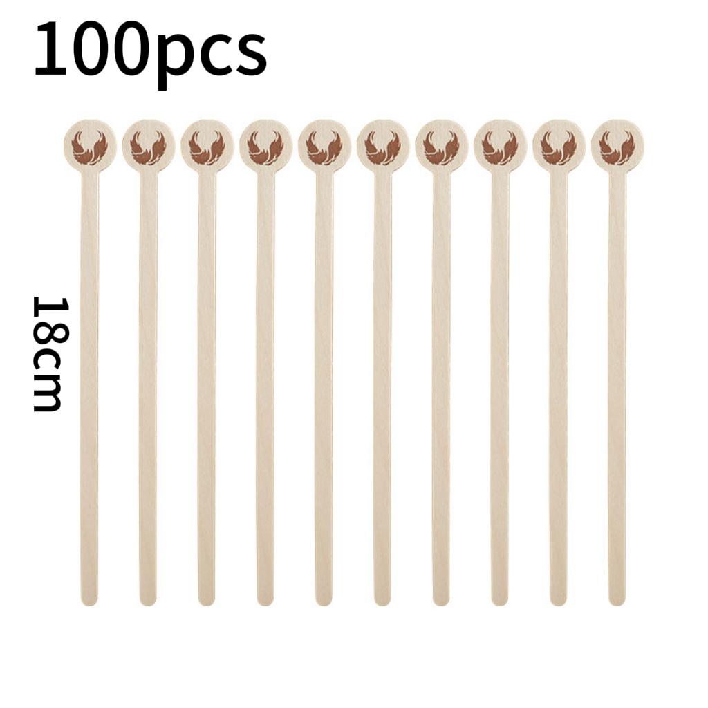 100pcs Wooden Coffee Stirrers With Round End Coffee Stirrer Sticks Eagle Pattern Disposable  Cold Drinking Stir Popsicle
