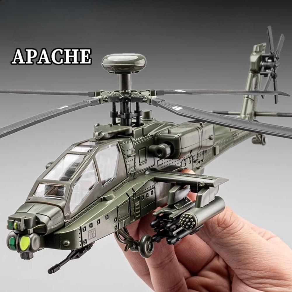 Scale 1:32 AH-64A Airplane Model Toy Car Die-cast Metal Sound Light Rotatable Tail Wing Fighter Models Boys Festival Presents