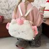 Cat Headphones Cute Plush Backpack With Peach Decoration For Casual Daily Use