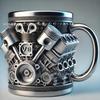 Creative Resin V6 Engine Stainless Steel Mug, 3D Engine Design, Double Wall Insulated Coffee Cup, Unique Gift for Men, 420ML