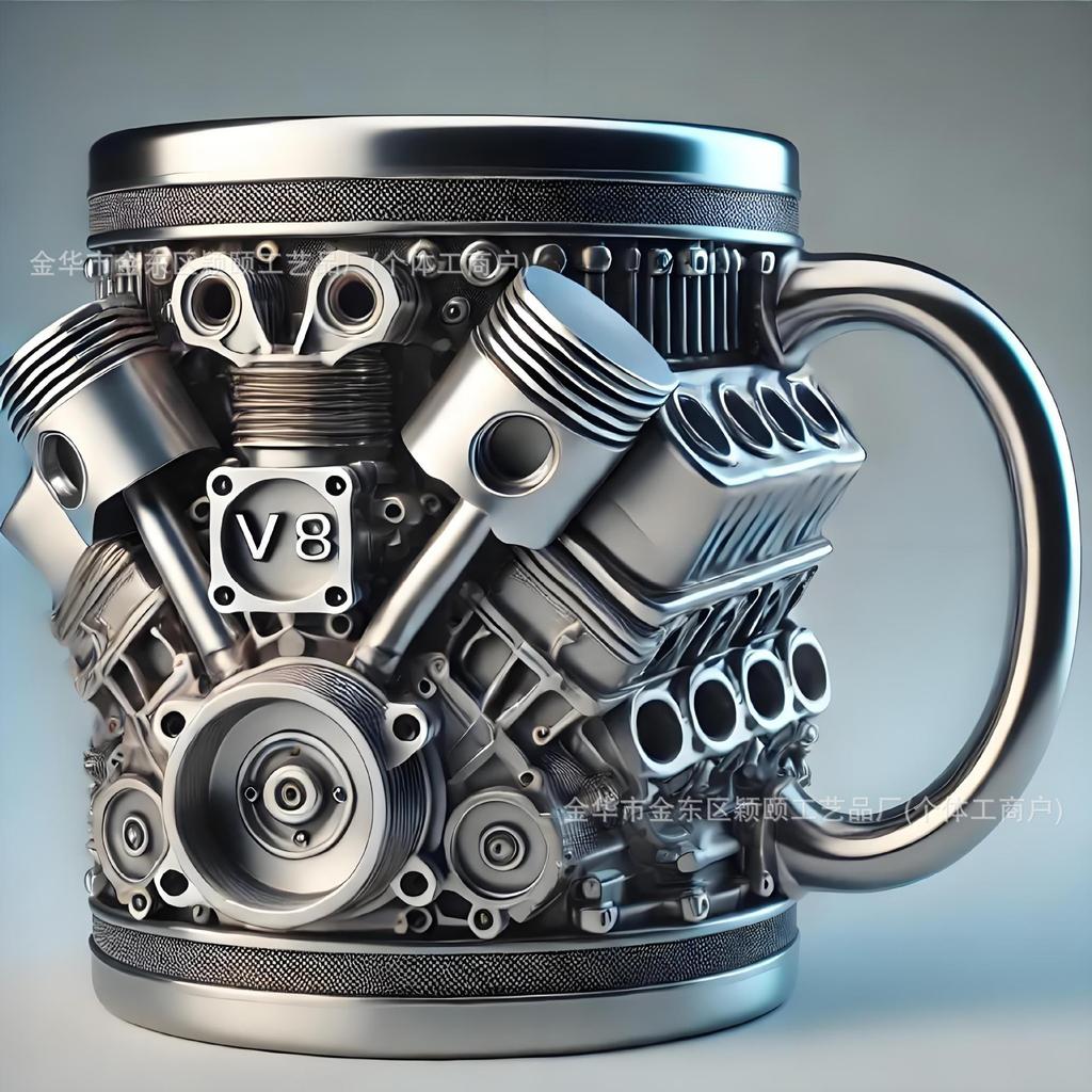 Creative Resin V6 Engine Stainless Steel Mug, 3D Engine Design, Double Wall Insulated Coffee Cup, Unique Gift for Men, 420ML