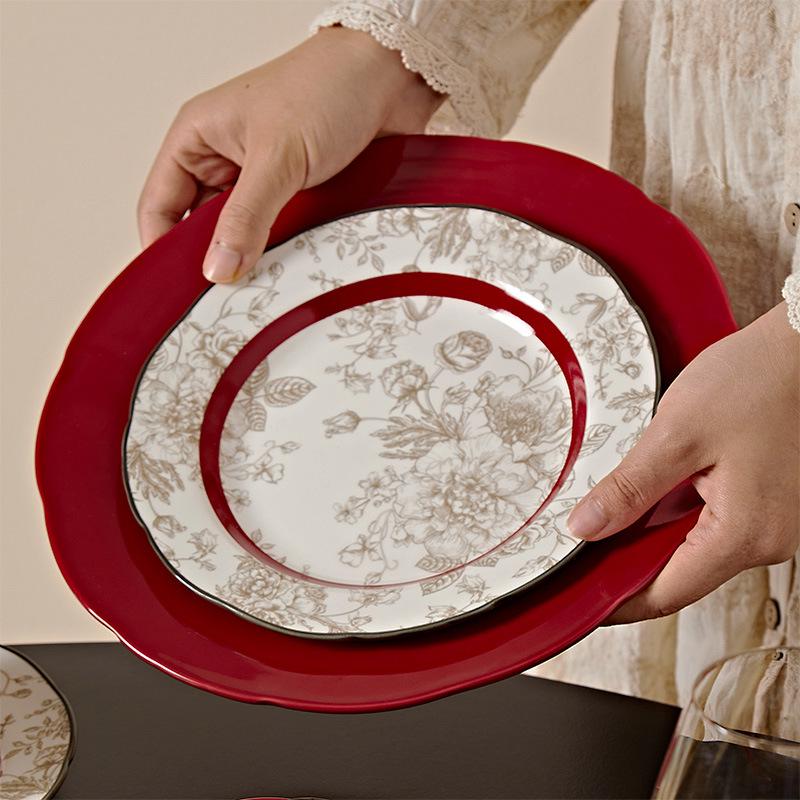 French Rose Engagement Dinnerware Set: Wedding & Housewarming Gift for Newlyweds