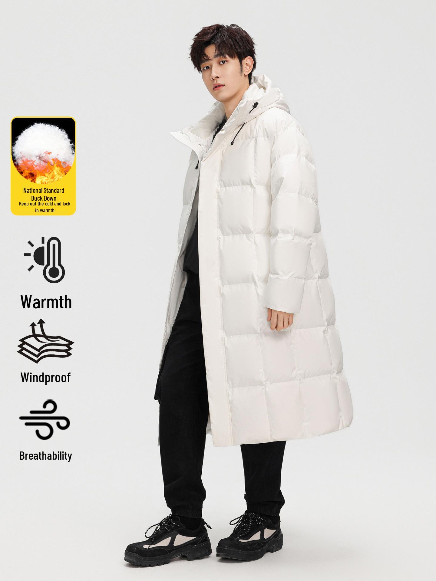 

Couple s Outdoor Knee-Length Warm White Duck Down Winter Jacket Small білий
