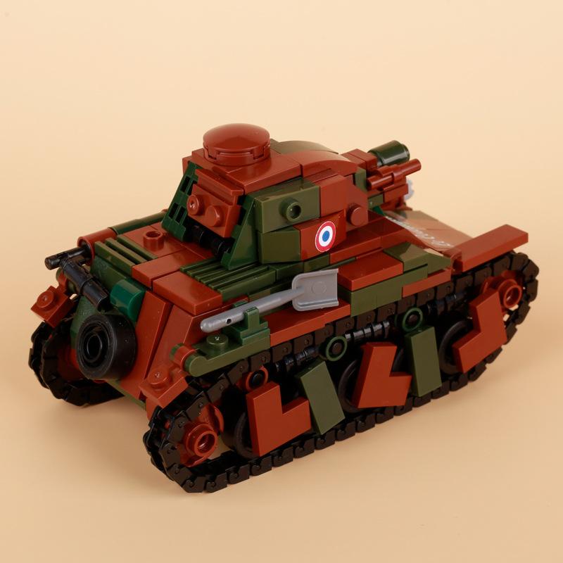 Militär Französisch Renault Leichter Ingenieurpanzer Minifiguren Aufkleber Artilleriefahrzeuge Kleine Partikel Bausteinspielzeug