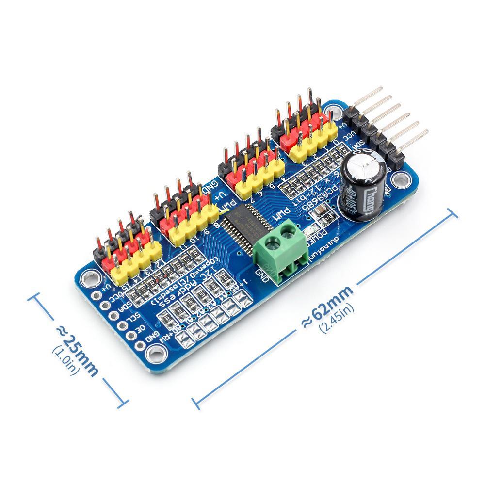 16-Channel PWM Servo Controller Board with IIC Interface, PCA9685 Module