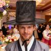 Unique Halloween Accessory Vintage Korean Gat Hat, Black Mesh Wide Brim Joseon Dynasty High-quality Costume Prop Scholar Hat with Neck Strap, Cosplay
