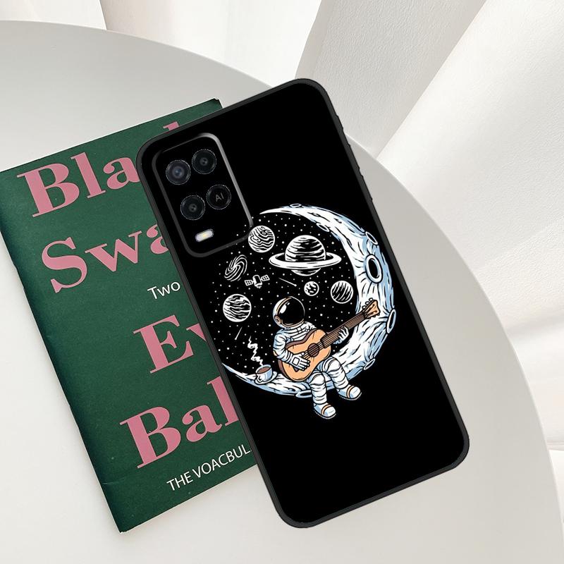 Moon Stars Space Astronaut Case For Oppo A54 A74 A94 A54S A57S A15 A16 A17 A52 A72 A76 A96 A58 A78 A98 A77 A5 A9 Cover