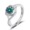 Bague Ringen Anello di Fidanzamento da Donna con Pietra Mosang Love a Croce da Un Carato Oro Puro Argento 925 Gioielli da Matrimonio Misura Regolabile