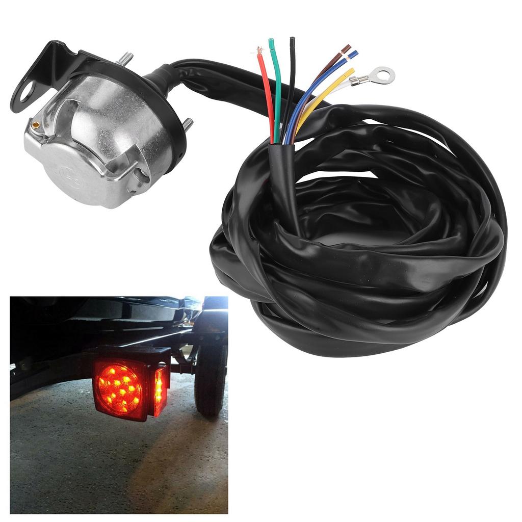 7 Pin European Trailer Connector Socket Wiring Plug 2m Cable for Commercial Vehicles Semi Trailers