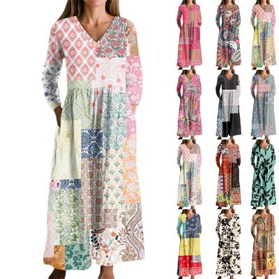 Rochie de Modă pentru Femei Primăvară Decolteu în V Rochie cu Mânecă Lungă