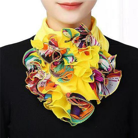 Color Block Scarf: Women's Four Seasons Warm Flower Neck Warmer – Fashionable Korean Style, Versatile Collar.