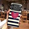 Creative Striped Heart Pattern Tempered Glass Phone Case For iPhone 17 16 15 Pro Max 14 13 12 11 17 Air 7 8 Plus XR XS X Cover
