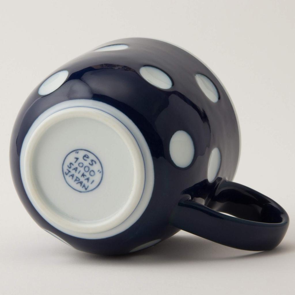 Nishikai Pottery Hasami Ware Polka Dot Nega 40509 "Essence" Nega-Posi Mug, (Blue),