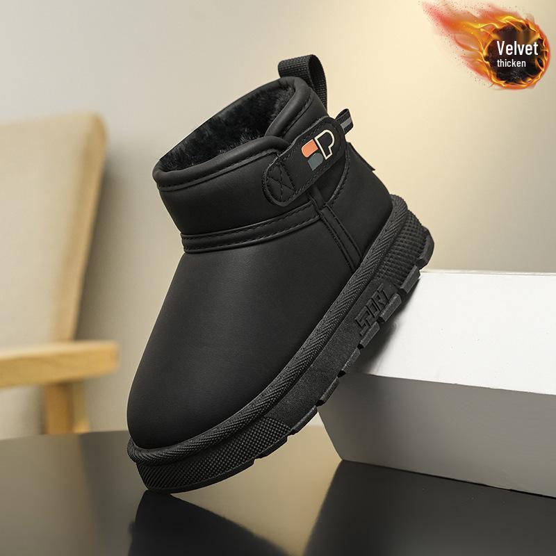 Children s Waterproof Winter Snow Boots 2025 - Thickened, Non-Slip, Warm Velvet Cotton Shoes for Boys. 26 чёрный