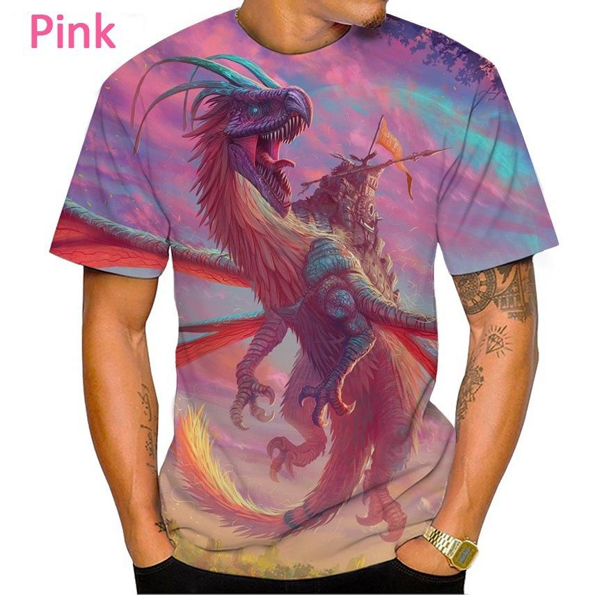 Summer Round Neck Dragon Series 3D Print Top Fashionable Casual Short Sleeved Men's T-shirts