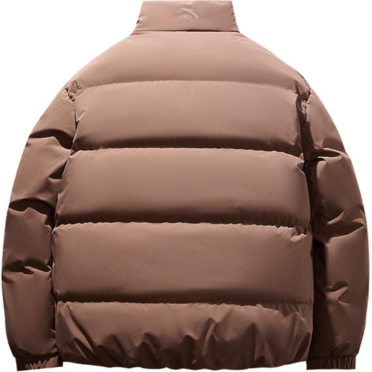Anta Quick Warm Down Jacket Water-Resistant Duck Down Padded Stand Collar Zipper Jacket Men Jackets Caramel 952448901-5