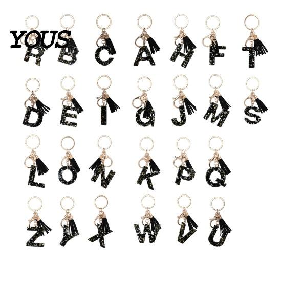 Lightweight Keychain Pendant, Sequins Star Letter A-Z Charm with Tassel, Gift Alphabet Initial Metal Keyring for Handbag Backpack Bag