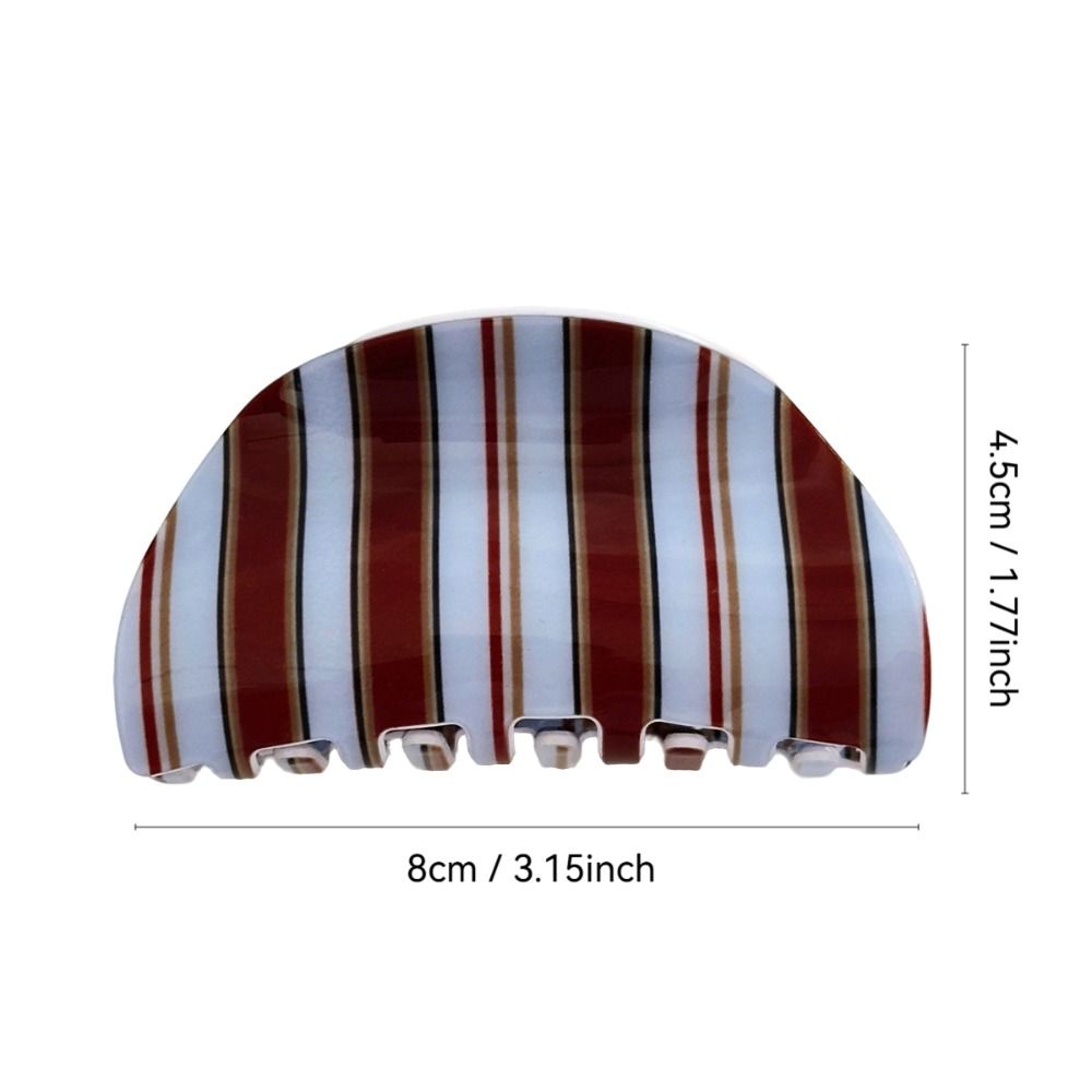 Fashion Stripe Design Acetate Hair Claw Strong Hold Semicircle Shark Clip Elegant Minimalist Hair Clip Back-Head Updos