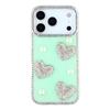 For iPhone 17 Pro Case Rhinestone Edge Pearl Love Decor TPU+PC IMD Phone Cover