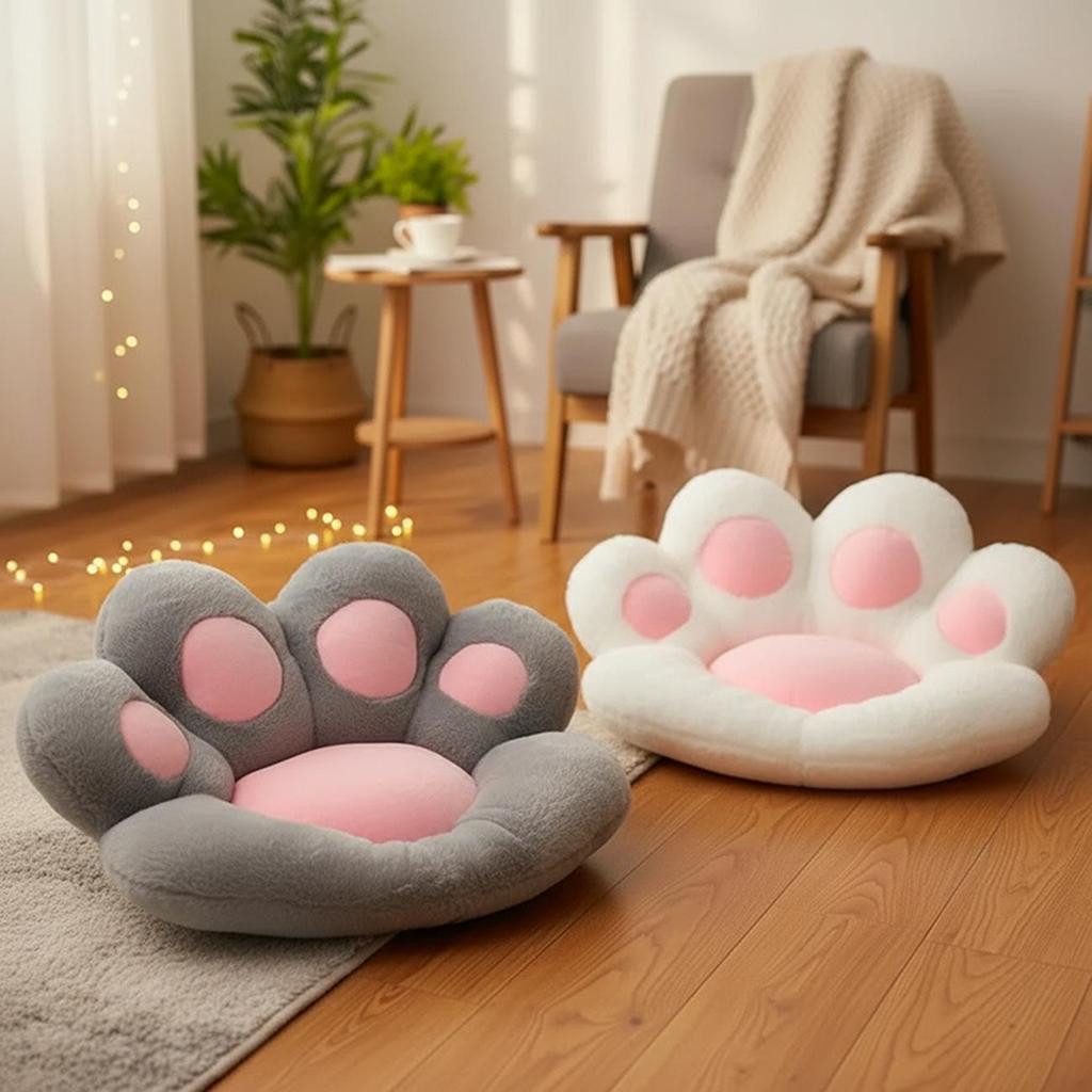 Adorable Cat Paw Plush Seat Cushion for Home & Office