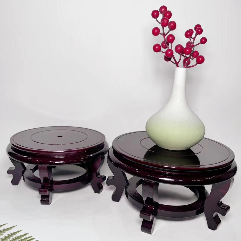 Okrągła Podstawa z Litego Drewna na Wysokich Nóżkach do Doniczek, Waz, Akwariów, Garnków na Wino i Wystroju Wnętrz.