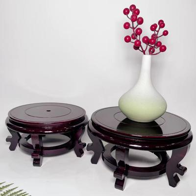 Round High-Leg Solid Wood Base for Flower Pots, Vases, Fish Tanks, Wine Jars, and Indoor Décor.