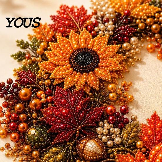 Autumn Craft Kits for Beginners Pumpkin Faux Pearl Art Kit, Fall Wreath Painting Harvest Festival Party Favors 3D Bead Kit Adults Beginners, Home Wall