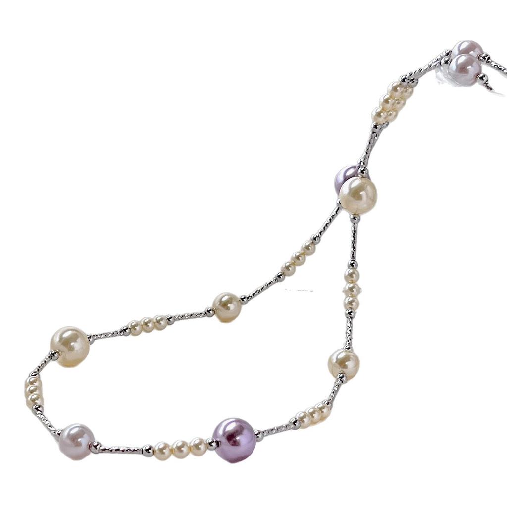 Wind Retro High Quality Gentle Manta Rose Shijia Pearl Sweater Chain Necklace Collarbone Chain