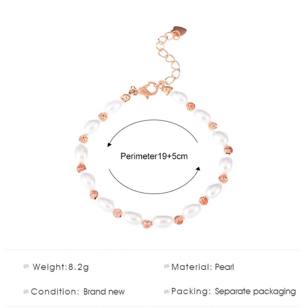 Classic Baroque Ellipse Gold Color Pearl Beaded Bracelet Foe Women Charm Trendy Adjustable Bride Bangle Jewelry Accessory Gift