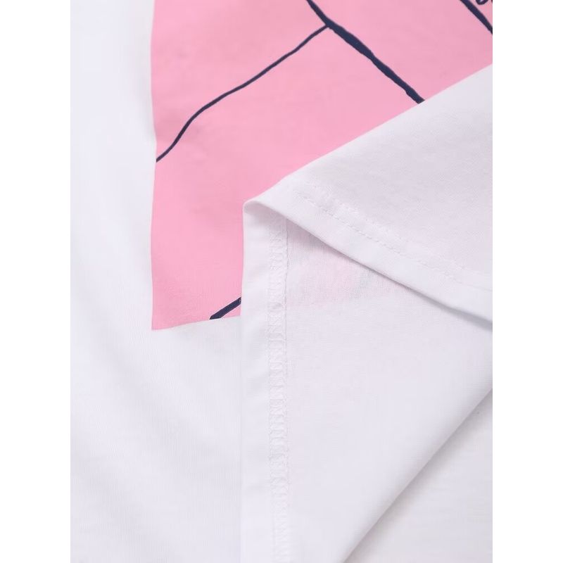 Kaslead New Arrival Women's Fashion Style Stylish Simple and Versatile Printing Color Contrast T-shirt 1165656