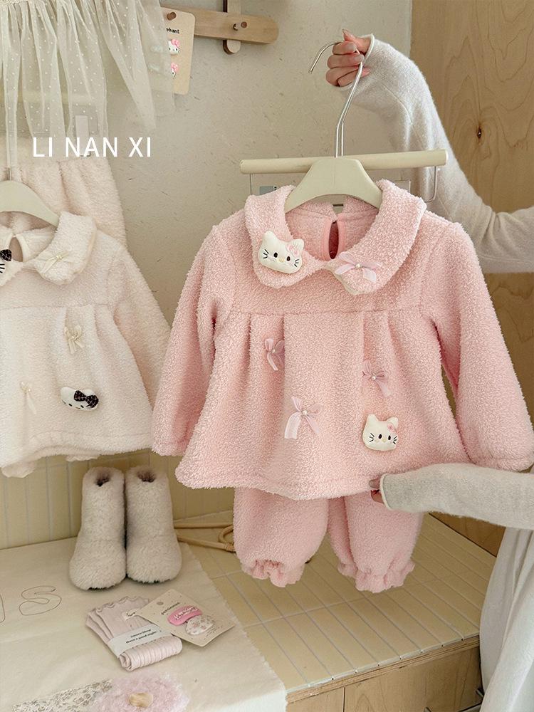 

Winter Pajama Set for Girls - 2025 New Style Fleece-Lined Home Wear - Sweet & Comfortable 130 cm