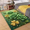 Multiple sizes Green roses and golden clovers Carpet for Living Room Bedroom Sofa Home Decor Rus Non-slip Floor Mat Luxury Gift
