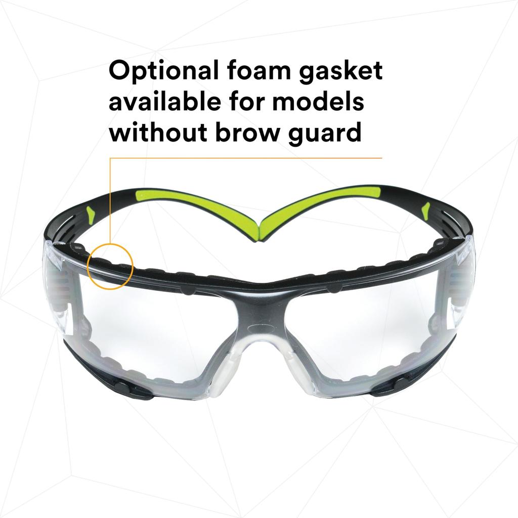 3M SecureFit Safety Clear with Glasses, Lens, Gasket, SF401AF-FM [Used]